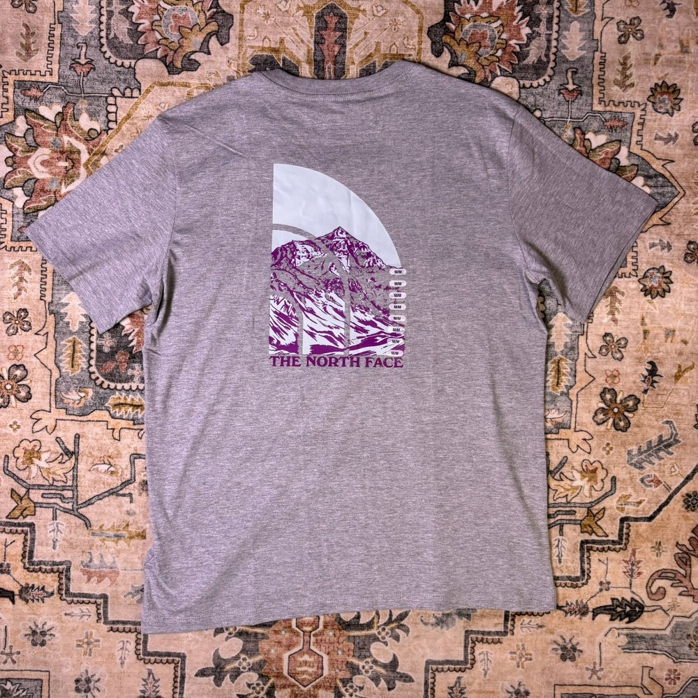 The North Face Womens Relaxed Fit Graphic Tee Grey Purple Medium Gorp Core